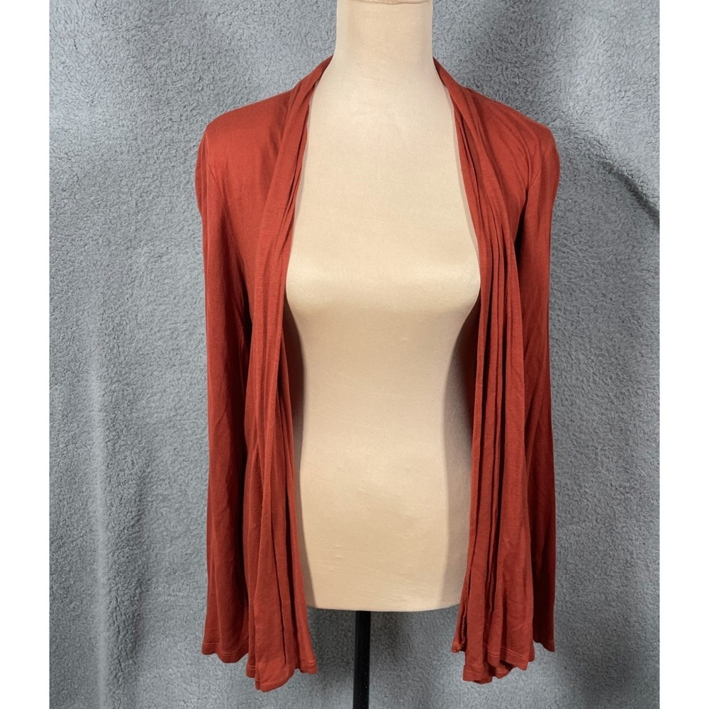 Always Indigo Cardigan Sweater Womens XL Rust Orange Open Draped Front Rayon